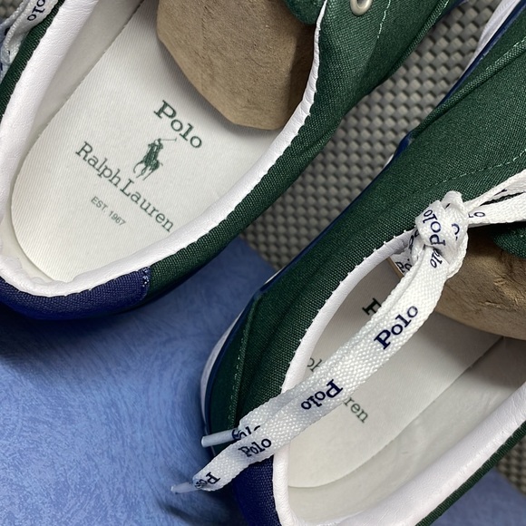 Polo Ralph Lauren Men’s Thorton 01087 Laceup Canvas Shoes Green Size 10D New - Picture 6 of 16